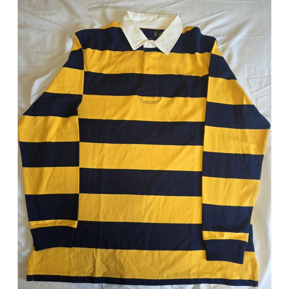 Polo Ralph Lauren Long Sleeve Navy Blue Gold Rugby Shirt Men's Size XL NWOT